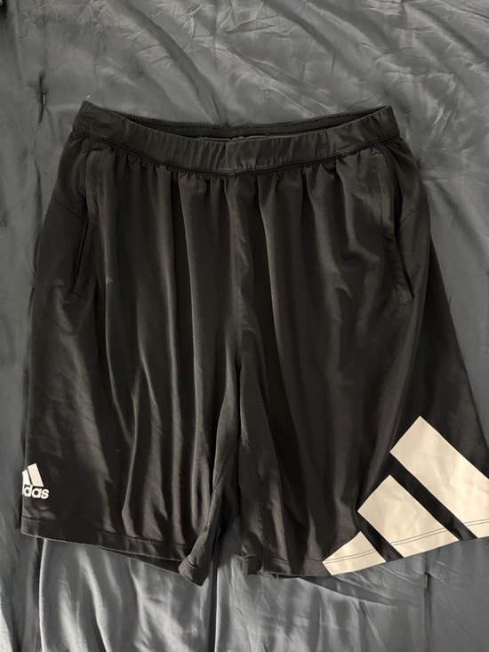 adidas Other - adidas Black Men's Athletic Shorts with White Logo Panels